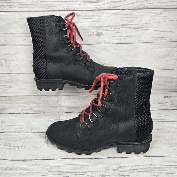 Sorel Phoenix Black Short Lace Up Boot Booties Snow Womans 7.5 Waterproof - Picture 1 of 7